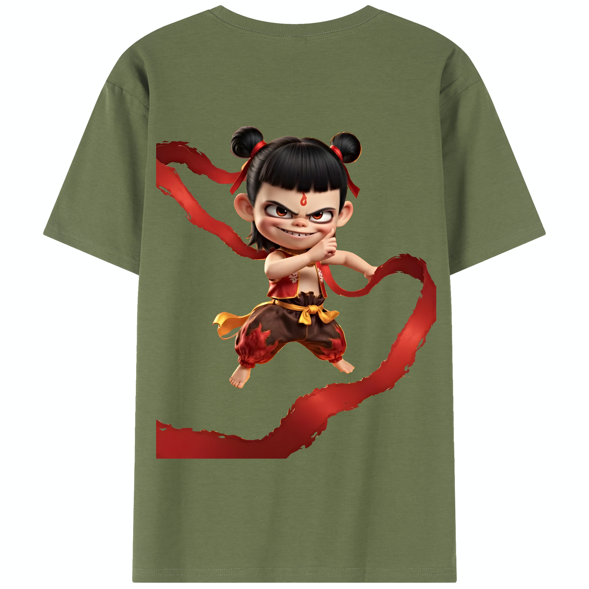 （画像用） Ne Zha 2 ナタ 魔童の大暴れ 綿100％半袖Tシャツ（背面プリント）